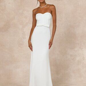 Lulus Momentous Romance White Strapless Bow Mermaid Maxi Dress - Size S